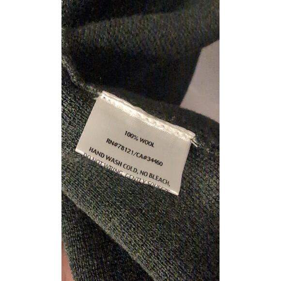 Eileen Fisher Italian Wool Cardigan Hunter Green Open Front Minimalist Sweater - Picture 9 of 10